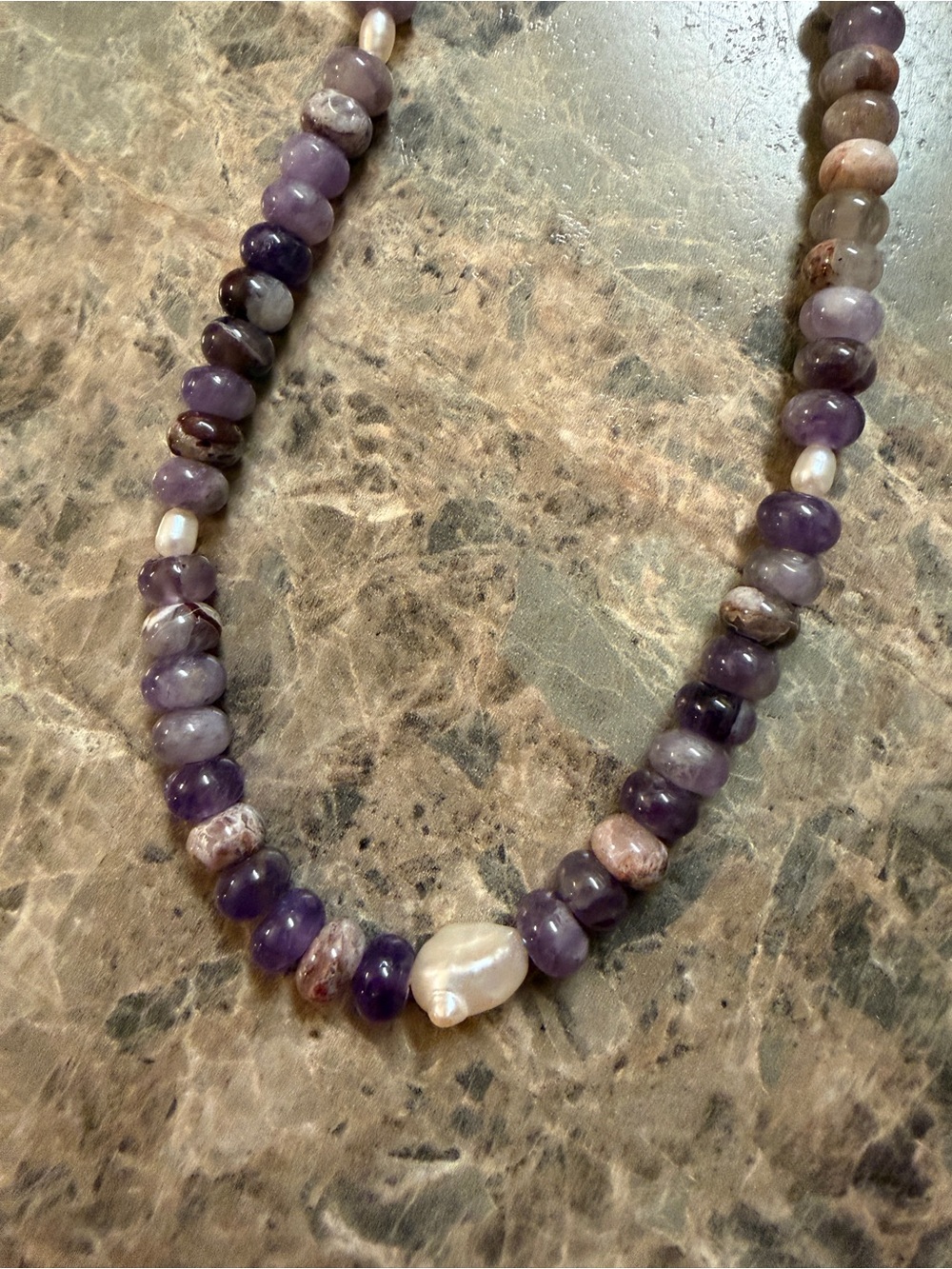 Purple gemstone and pearl necklace *not Anthropologie